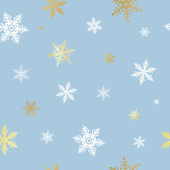 Christmas snow. Falling snowflakes vector seamless pattern. Snowfall. Vector illustration