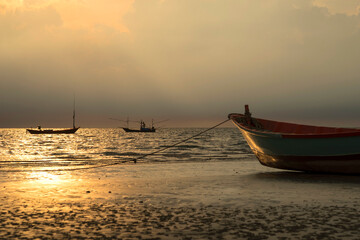 Naklejka premium boat on the beach
