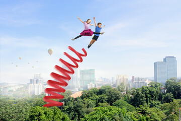 Kids jumping in the sky