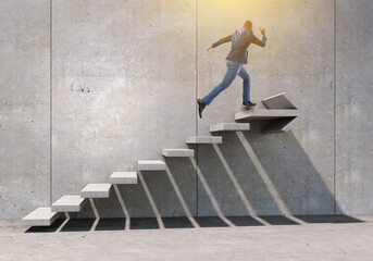 Image of businessman walking upstairs