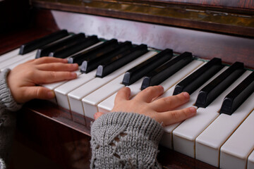Fototapeta premium Piano school for little girl at home