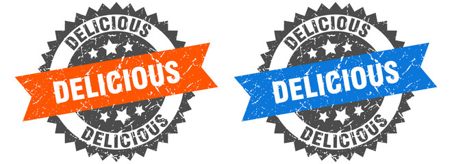 Obraz premium delicious band sign. delicious grunge stamp set