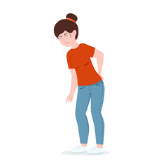 Fototapeta premium Vector illustration: woman with a sore back.