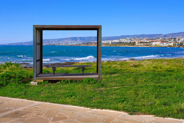 frame overlooking the resort coast of cyprus