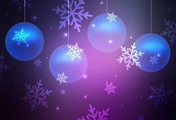 Dark Purple, Pink vector background in Xmas style.