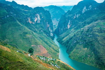 Nho Que River view from Ma Pi Leng Pass, one of the most beautiful are mountain and river in Ha...