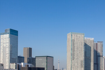 Modern high rise buildings against the blue sky