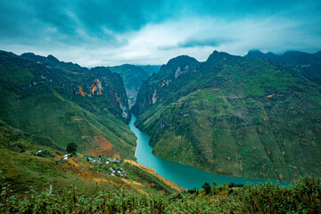 Nho Que River view from Ma Pi Leng Pass, one of the most beautiful are mountain and river in Ha Giang, Vietnam