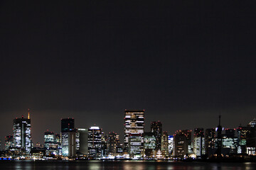 Illuminated skyscrapers of Tokyo in the night