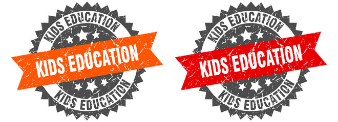 Obraz premium kids education band sign. kids education grunge stamp set