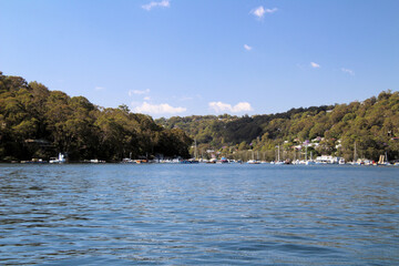 Fototapeta na wymiar Yachts on the Pittwater, near Scotland Island, Sydney, New South Wales, Australia
