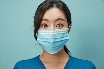 Asian woman with mask closed-up 
