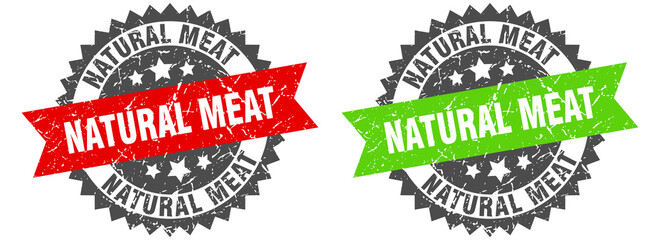 Obraz premium natural meat band sign. natural meat grunge stamp set