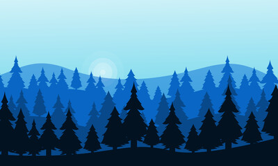 Beautiful nature scenery vector with tree and mountain. City vector © City Vector