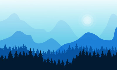 The beautiful scenery tree and mountains. City vector