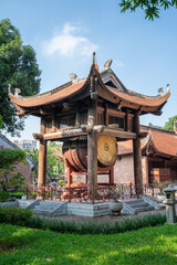 Square building hold a big sacred drum at The Temple of Literature (Van Mieu), the first national university in Hanoi