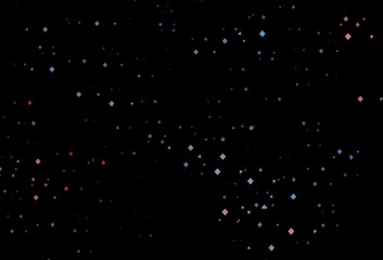 Dark blue, red vector template with crystals, circles, squares.