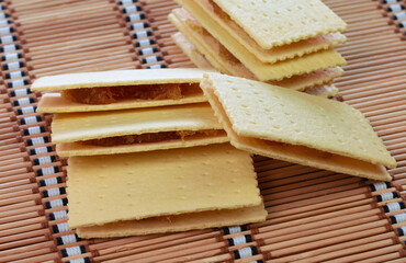 pineapple stuffed crackers on bamboo mat