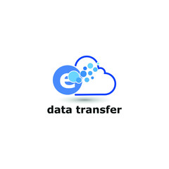 Letter e and cloud icon for data transfer, storage, big data, and technology logo concept