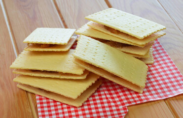 pineapple stuffed crackers on wooden board