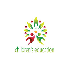 educational logo for kid, colorful illustration, vector design concept