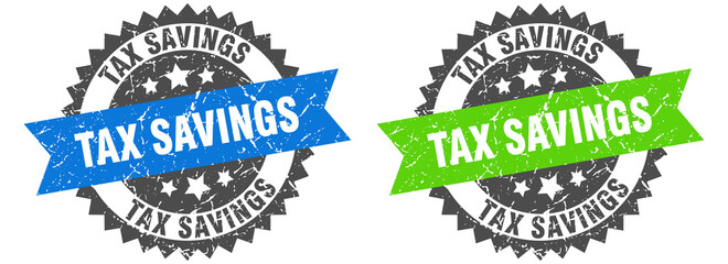 tax savings band sign. tax savings grunge stamp set