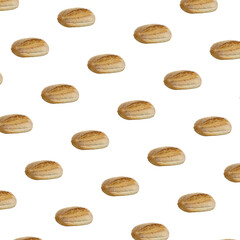 A loaf bread pattern      isolated on white background.