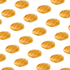 Isolated herb artisan bread pattern    on a white background. Close up.