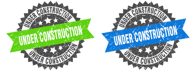 under construction band sign. under construction grunge stamp set