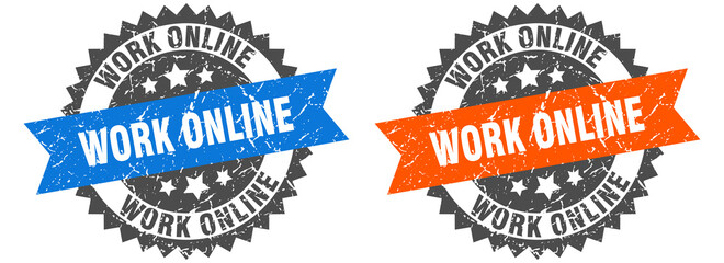 Obraz premium work online band sign. work online grunge stamp set