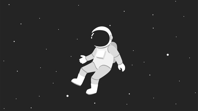 Cartoon astronaut flying alone in space