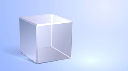 Fototapeta premium Light background with glass big cube, transparent box