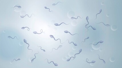 Scientific illustration with sperm, spermogram and reproductive health concept