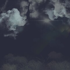 clouds over dark terrain 