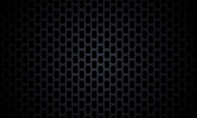 Perforated black metallic background. Dark carbon fiber texture. Black metal texture steel background. Abstract stainless steel banner.