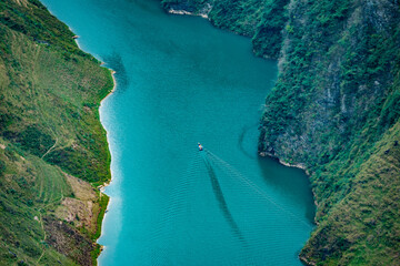 Nho Que River view from Ma Pi Leng Pass, one of the most beautiful are mountain and river in Ha...