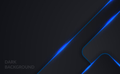 Dark steel like background with highlight blue neon lamp effect for tech or gaming © andinur