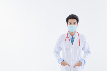 Fototapeta premium Doctor man wearing a protective medical mask