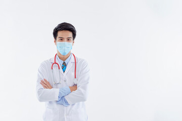 Fototapeta premium Doctor man wearing a protective medical mask