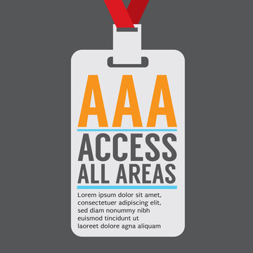 Flat Design Access All Area Staff Card Vector Illustration.