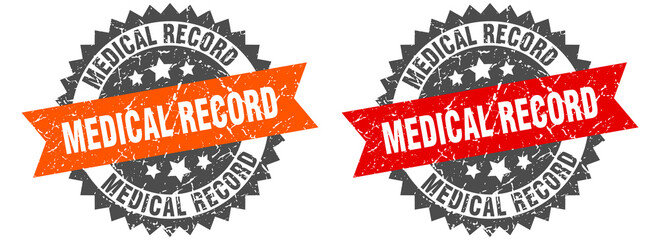 Obraz premium medical record band sign. medical record grunge stamp set
