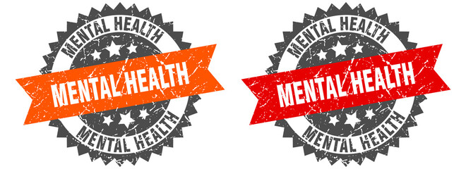 Obraz premium mental health band sign. mental health grunge stamp set