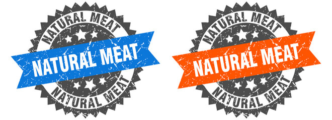 Obraz premium natural meat band sign. natural meat grunge stamp set