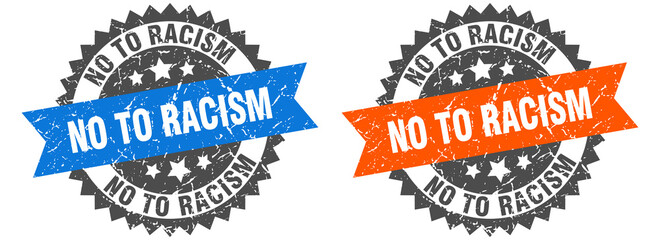 no to racism band sign. no to racism grunge stamp set