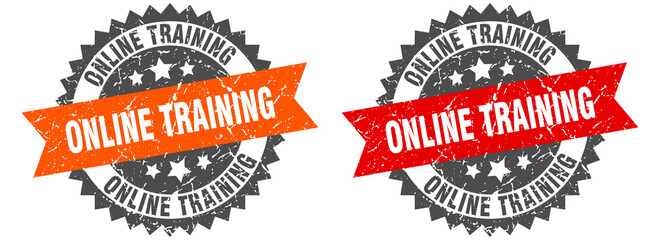 online training band sign. online training grunge stamp set