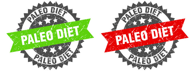 Obraz premium paleo diet band sign. paleo diet grunge stamp set