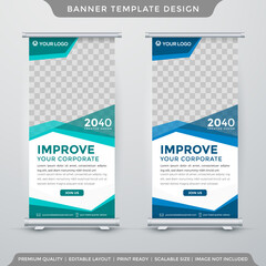 set of stand banner template with modern concept layout use for product display and advertising