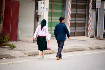  Hmong ethnic minority people exchange of goods at Meo Vac Market, Ha Giang, Viet Nam