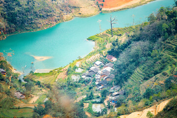 Nho Que River view from Ma Pi Leng Pass, one of the most beautiful are mountain and river in Ha...