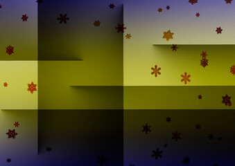 Abstraktes Hintergrundmuster mit Sternen, Linien und Farbverläufen in blau, gelb, grau